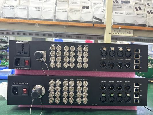 China 12-Kanal 12G-SDI Glasfaser-Konverter + 4CH XLR Balanced Audio + 4CH 1GB Ethernet, mit SMPTE-Faser-Anschluss zur Übertragung fournisseur