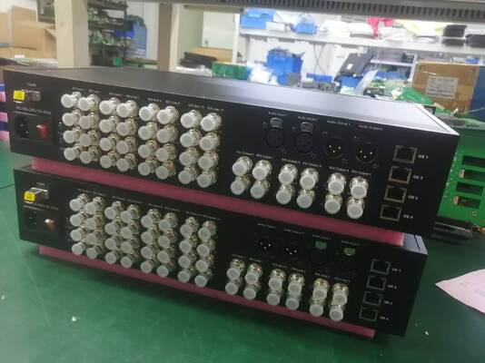 China 16x 12G Eingänge, 6x 12G Rückkanäle, Dual Audio und 4x 10G Netzwerkanschluss Glasfaserbox fournisseur
