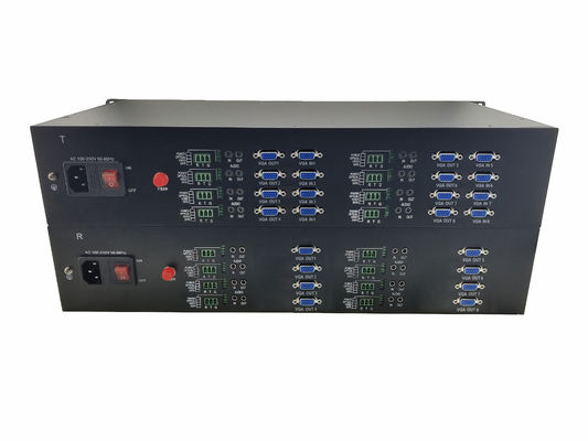 8 CH-Rack 1080P/60Hz VGA Glasfaserkonverter /Unkomprimiert auf Glasfaser Videoübertragung + Daten,verfügbar OEM/ODM fournisseur